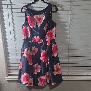 Jessica Howard Navy Midi Dress with Pink Floral Print